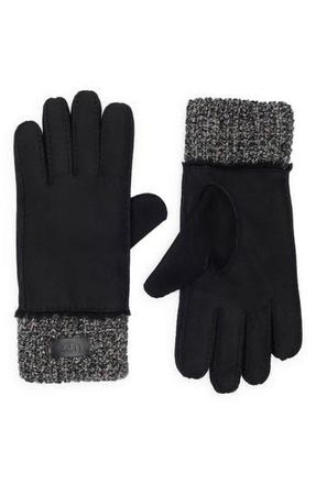 UGG Sheepskin Genuine Shearling & Knit Cuff Gloves in Black at Nordstrom Rack, Size Large/x-Large