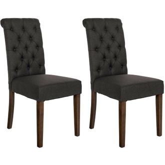 Clp Clp - Set De 2 Sillas De Comedor Lisburn En Tela O Terciopelo Negro Tela