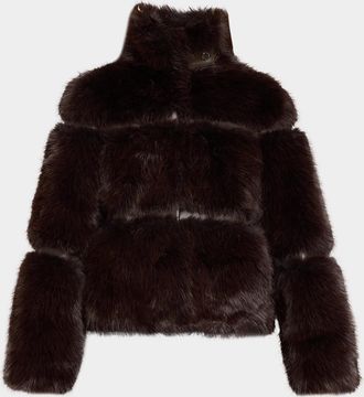 Elie Tahari The Yael Turtleneck Faux Fur Coat