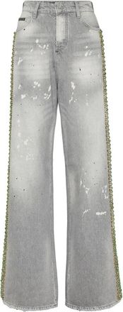 Philipp Plein Wide Jeans - Dames - Loose Fit Jeans - Grijs - W25 - Jeans