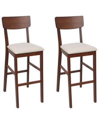 Beliani Beliani - Set Di 2 Sedie Da Bar Con Seduta Imbottita In Legno Scuro Beige Chiaro Ambler