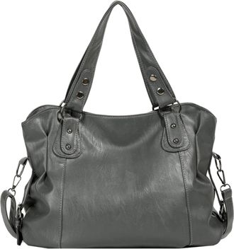 Generic PU Leather Shoulder Bag Large Tote Bag Underarm Bag for Women Shopping (Grey)