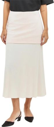 Jil Sander Gelaagde Midi Rok - Dames - Midirokken - Roze - S - Wol - Rokken