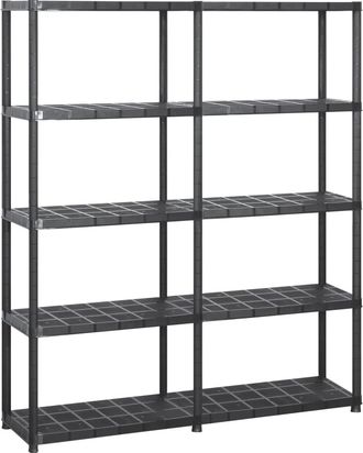 vidaXL Estanter&iacute;as De Almacenaje 5 Niveles Pl&aacute;stico Negro 142x38x170cm Vidaxl