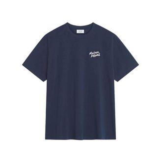 Maison Kitsun&eacute; T-Shirts, male, Blue, Size: XS Handwriting Comfort T-Shirt