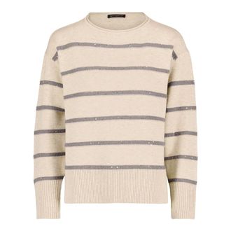 Betty Barclay Gestreepte Fijngebreide Trui - Dames - Truien - Beige - Maat: XL Viscose