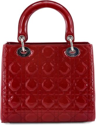 Dior Lady Dior Bag Cannage Quilt Patent Medium satchel - Rood