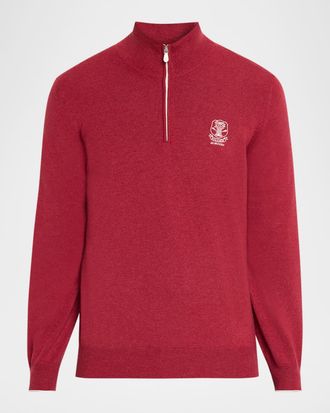 Brunello Cucinelli Men & apos;s Cashmere Logo Half-Zip Turtleneck Sweater