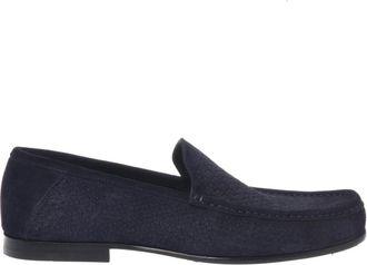 Baldinini Blauwe su&egrave;de loafer met geweven print - Heren - Loafers - Blauw - 44 EU - Su&egrave;de - Schoenen