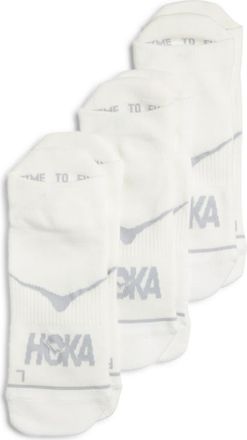 Hoka One One Run Assorted 3-Pack No-Show Socks in White /White /White at Nordstrom, Size Medium
