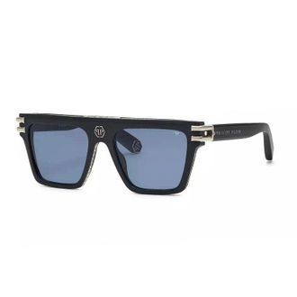 Philipp Plein Philipp Plein Sunglasses Square Full Rim, Grey Havana Frame And Smoke With Gunmetal Mirror Lens Spp108V721X