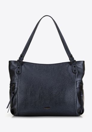 Wittchen Dames shopper van eco-leer, glanzend marineblauw