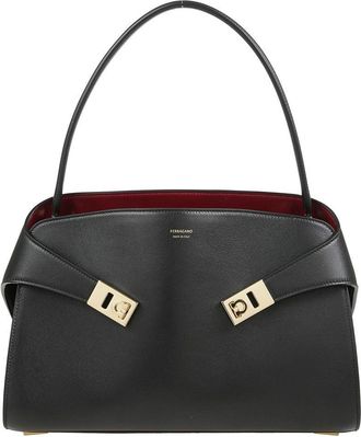 Ferragamo Structured Minimalist Shoulder Bag With Smooth Finish
