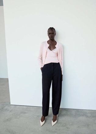 Mango Cardigan maglia dettaglio pizzo rosa pastello - Donna - XS - MANGO