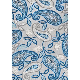 Jonathan Y Designs Julien Paisley High-Low Light Indoor/Outdoor Area Rug in Blue/light Gray at Nordstrom, Size 3Ft 0In X 5Ft 0In
