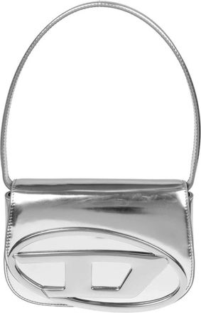 Diesel Spiegelende Leren Schoudertas Zilver - Dames - Schoudertassen - Grijs - ONE Size - Leer - Tassen