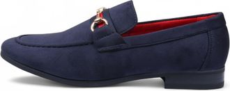 Infinity Leather Marineblauwe suède loafers voor heren met gouden gesp