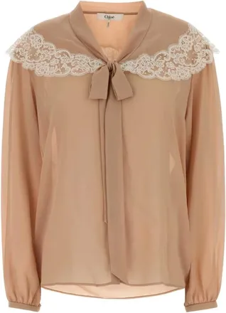 Chlo&eacute; Skin Crepe Blouse - female - Chlo&eacute; - Blouses - Beige - XS - Blouses & Shirts