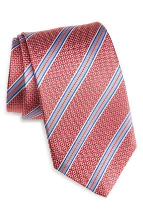 David Donahue Stripe Silk Jacquard Tie in Coral at Nordstrom