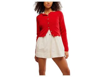 Free People Sydney Shrunken Cardi Womens Sweatshirt Atlas Red : XL (Womens 16), Cotton/Polyester