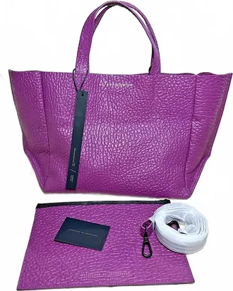 Ampersand As Apostrophe Leather Half Tote Bag In Magenta