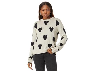 Splendid Lottie Heart Sweater Womens Sweater Black Hearts : XS (Womens 0-2), Cashmere/Nylon/Polyester