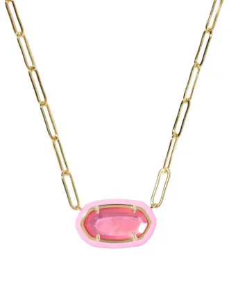 Kendra Scott Womens Elisa Enamel Frame Paperclip Necklace In Bright Pink Illusion