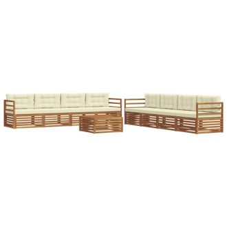 vidaXL Conjunto De Sof&aacute;s De Exterior 9 Uds. Natural Y Crema Vidaxl