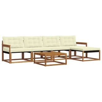 vidaXL Conjunto De Sof&aacute;s De Exterior Con Coj&iacute;n 6 Pcs Natural Y Crema Vidaxl