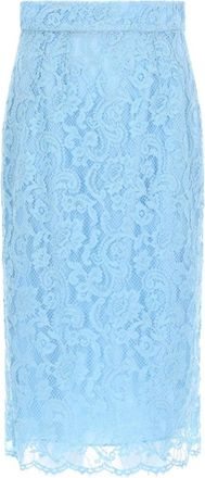 Dolce & Gabbana Blue Lace Midi Skirt