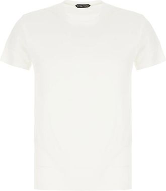 Tom Ford T-shirt met ronde hals en korte mouwen - Heren - T-shirts - Wit - L - Katoen - Tops