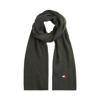 Tommy Hilfiger Heritage Logo Rib-Knit Scarf - Heren - Wintersjaals - Groen - ONE Size - Katoen - Accessoires