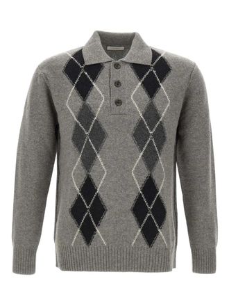Paolo Pecora geometric-pattern polo-neck sweater - men - Wool - 52 - Grey