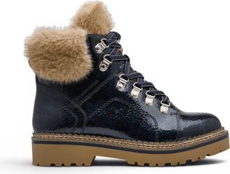 Tamaris Tamaris dames blauwe nepleren warme winterse enkellaarzen - 26264-43