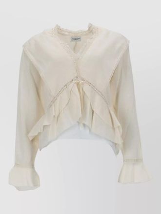 Isabel Marant lace trim layered long sleeve ruffled top