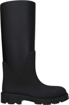 Burberry Zwarte Katoenen Laars- Casual Stijl - Dames - Regenlaarzen - Zwart - 39 EU - Katoen - Schoenen