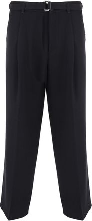 Just Cavalli Black Tailored Pressed-Pleat Viscose-Blend Straight-Leg Pants