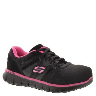 Skechers Womens Synergy-Sandlot Work Boot, Black/Pink, 5 UK