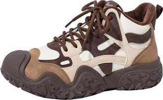 Generic Women Winter Fleece Lined Cotton Shoes Versatile and Warm Thick Soled Sports Casual Snow Boots (Khaki,5.5)