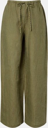 Staud Mateo pinstripe linen wide-leg pants