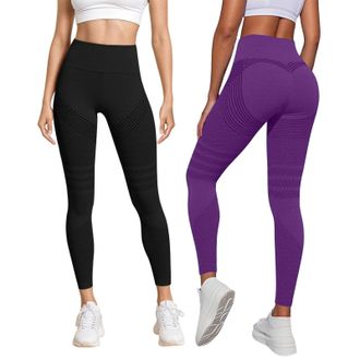 Generic 2 PCS Anti Cellulite Leggings for Women UK Cellumove 3D Compression Leggings Tummy Control High Waist Push Up Yoga Trousers Opaque Figure Sculpting Bo