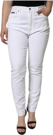 Dolce & Gabbana Skinny Jeans, female, White, Size: L White Skinny Jeans Mid Waist Stretch