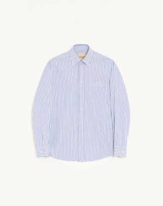 Valentino Camicia Valentino in popeline di cotone con VGold a righe Uomo AVORIO/BLU 38