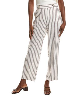 Anne Klein High Rise Linen-Blend Wide Leg Pant