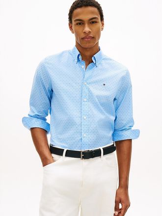 Tommy Hilfiger Mens Regular Fit Geo Print All-Day Shirt - Blue - XXL