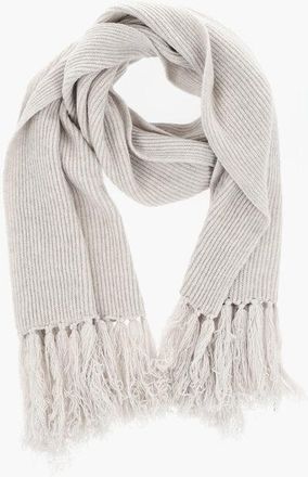 Paolo Pecora Virgin Wool Ribbed Scarf with Fringes size One Size