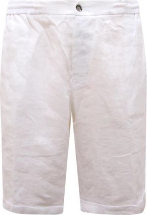 Alpha Studio Linnen Bermuda Shorts in Wit - Heren - Korte Broeken - Wit - XL - Linnen - Korte Broeken