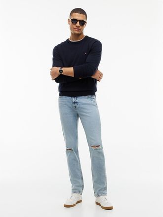 Tommy Hilfiger Mens Lightweight Stretch Slim Jean - Light Wash Destroy Denim - 28W x 30L