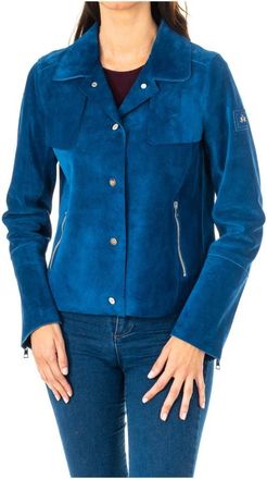 La Martina Lange Mouw Jas met Drukknoopsluiting - Dames - Zomerjassen - Blauw - M - Leer - Jassen