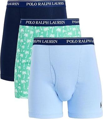 Polo Ralph Lauren Classic Fit Boxer Briefs Mens Underwear Cruise Navy/Polo Palms Print/Office Blue : 2XL, Cotton